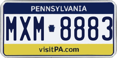 PA license plate MXM8883