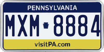 PA license plate MXM8884