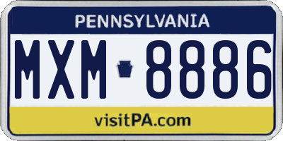 PA license plate MXM8886