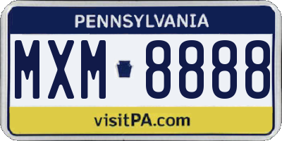 PA license plate MXM8888