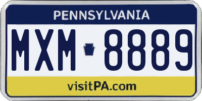 PA license plate MXM8889