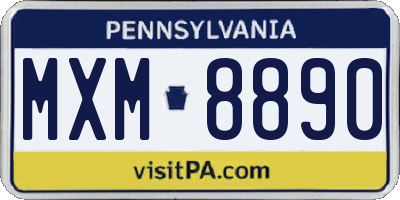 PA license plate MXM8890