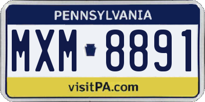 PA license plate MXM8891