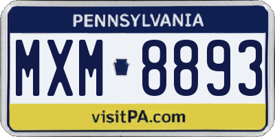 PA license plate MXM8893