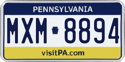 PA license plate MXM8894