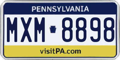 PA license plate MXM8898