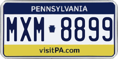 PA license plate MXM8899
