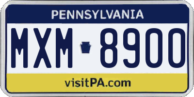 PA license plate MXM8900