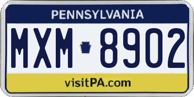 PA license plate MXM8902