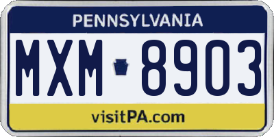 PA license plate MXM8903