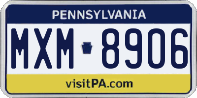 PA license plate MXM8906
