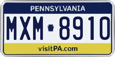 PA license plate MXM8910