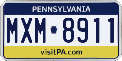 PA license plate MXM8911