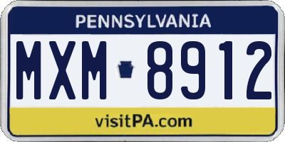 PA license plate MXM8912