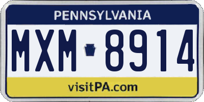 PA license plate MXM8914