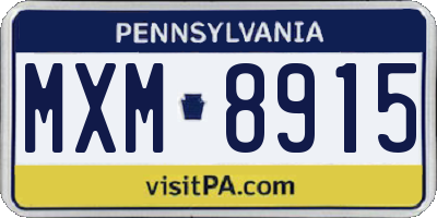 PA license plate MXM8915