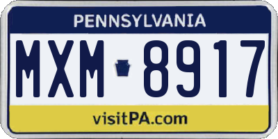 PA license plate MXM8917