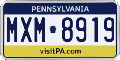 PA license plate MXM8919