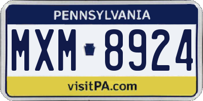 PA license plate MXM8924