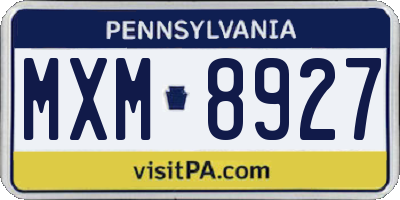 PA license plate MXM8927