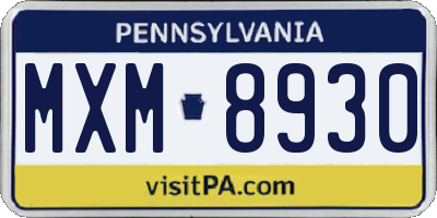 PA license plate MXM8930