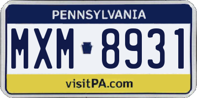 PA license plate MXM8931
