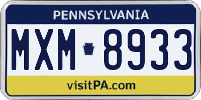 PA license plate MXM8933