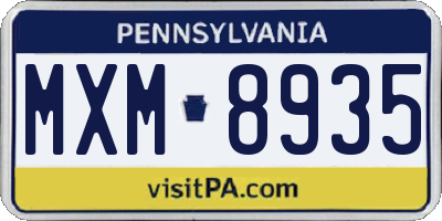 PA license plate MXM8935