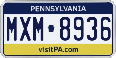 PA license plate MXM8936