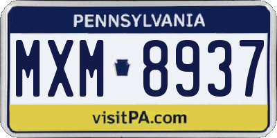 PA license plate MXM8937