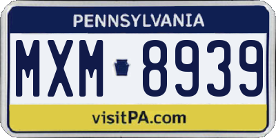 PA license plate MXM8939