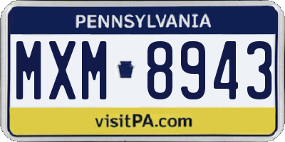 PA license plate MXM8943