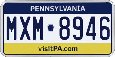 PA license plate MXM8946