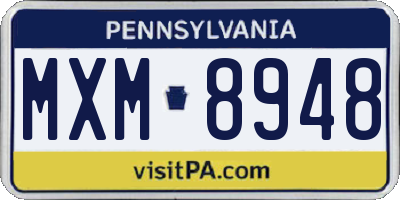 PA license plate MXM8948