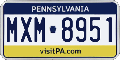 PA license plate MXM8951
