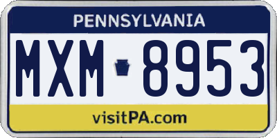 PA license plate MXM8953