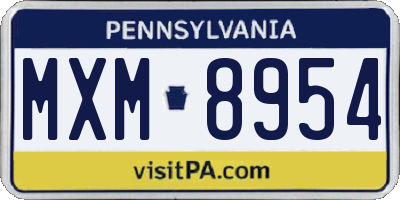 PA license plate MXM8954