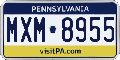 PA license plate MXM8955