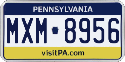 PA license plate MXM8956