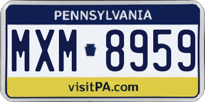 PA license plate MXM8959