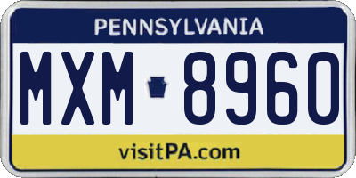 PA license plate MXM8960