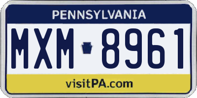 PA license plate MXM8961