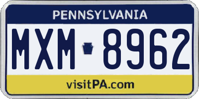 PA license plate MXM8962