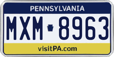 PA license plate MXM8963