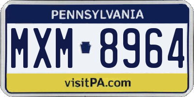 PA license plate MXM8964