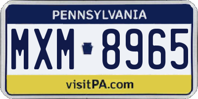 PA license plate MXM8965