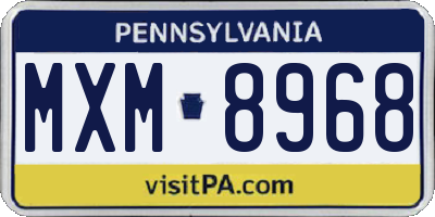 PA license plate MXM8968