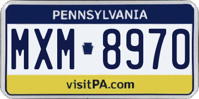 PA license plate MXM8970
