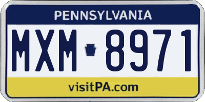 PA license plate MXM8971
