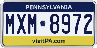 PA license plate MXM8972